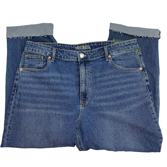 Wild Fable Womens Jeans Size 18 / 34 High Rise Raw Hem Straight Ankle Blue New - Picture 8 of 12
